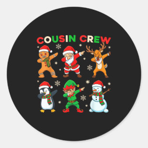Cousin Crew Dabbing Weihnachtsmann-Elfen-Freunde W Runder Aufkleber