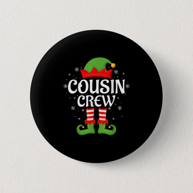 Cousin Crew Elf Xmas Matching Family Elf Squad Chr Button (Vorderseite)