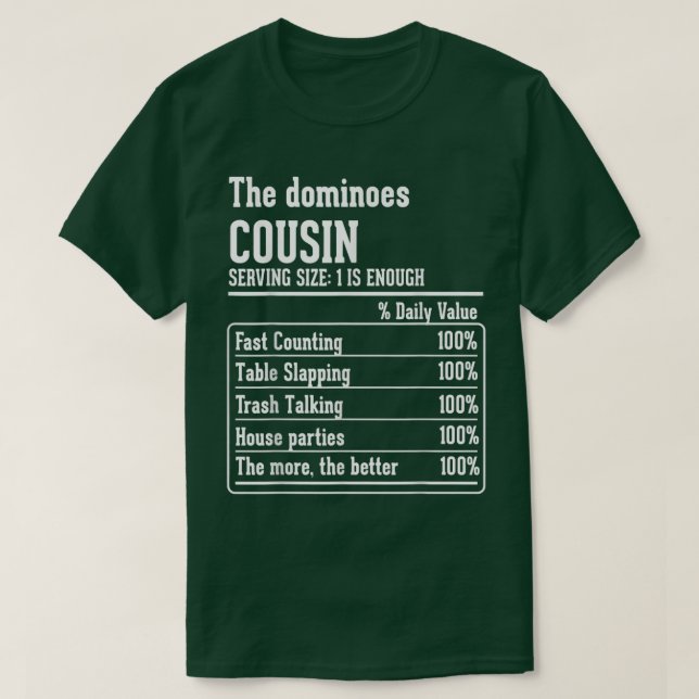 Cousin Crew Ernährung Fakten der Dominoes Cousin  T-Shirt (Design vorne)