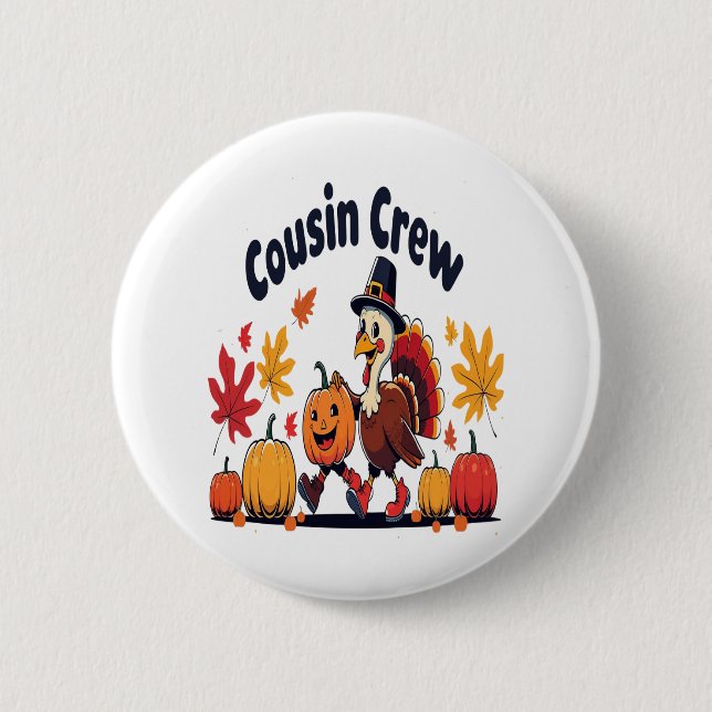 Cousin Crew Erntedank Pumpkin Button (Vorderseite)