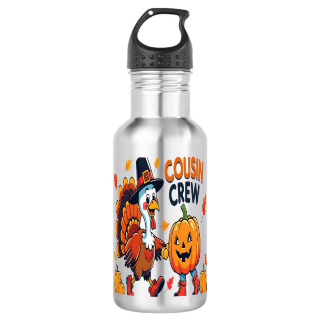 Cousin Crew Erntedank Pumpkin Edelstahlflasche (Vorderseite)