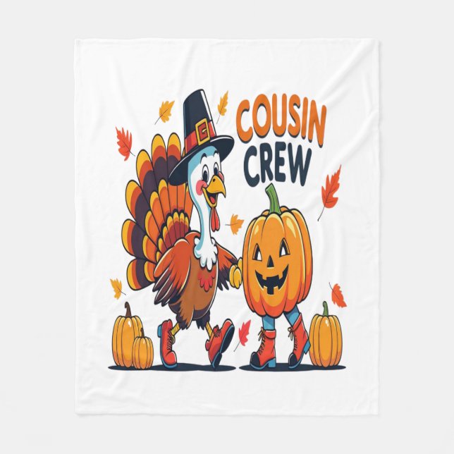 Cousin Crew Erntedank Pumpkin Fleecedecke (Vorderseite)