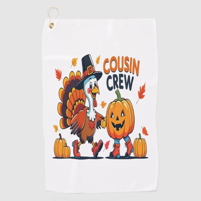 Cousin Crew Erntedank Pumpkin Golfhandtuch (Vorderseite)