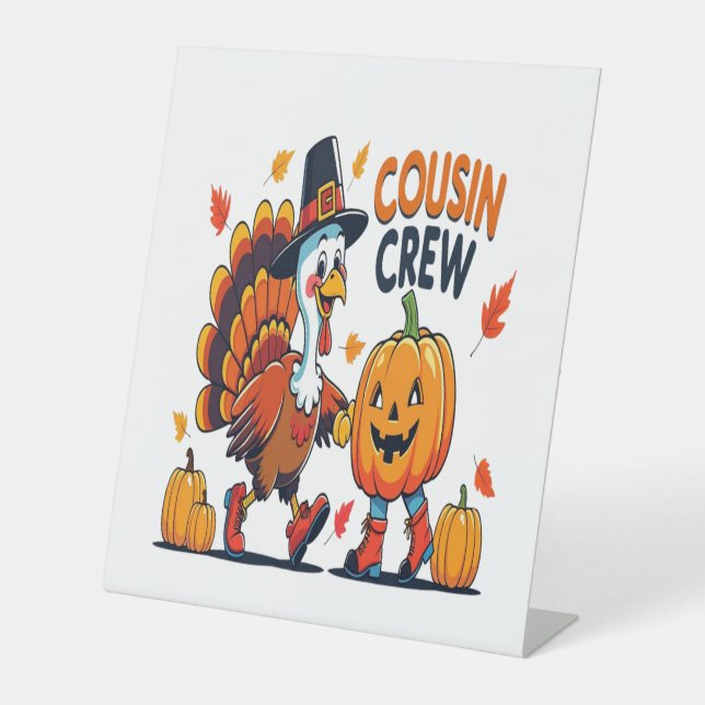 Cousin Crew Erntedank Pumpkin Sockelschild (Vorderseite)