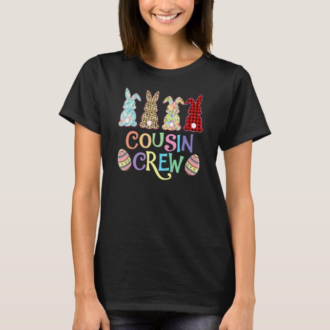 Cousin Crew glückliche Osterfamilie Matching Leopa T-Shirt (Vorderseite)