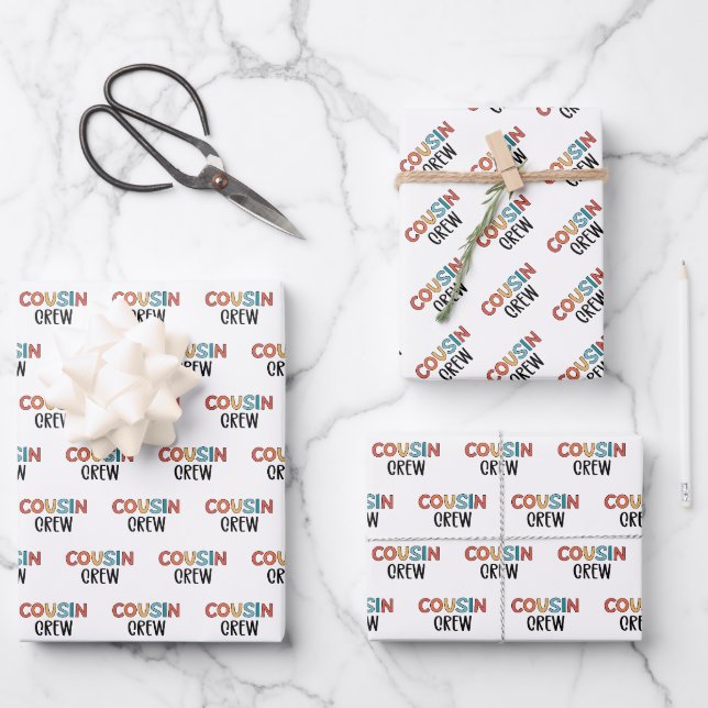 Cousin Crew Matching Cousin Niedliche Geschenke Geschenkpapier Set (Vorderseite)