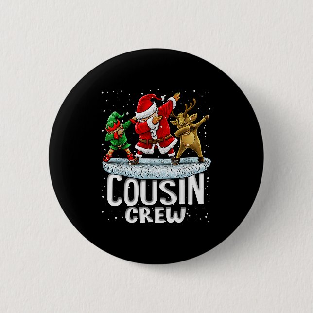 Cousin Crew Santa Elf Dabbing Matching Family Chri Button (Vorderseite)