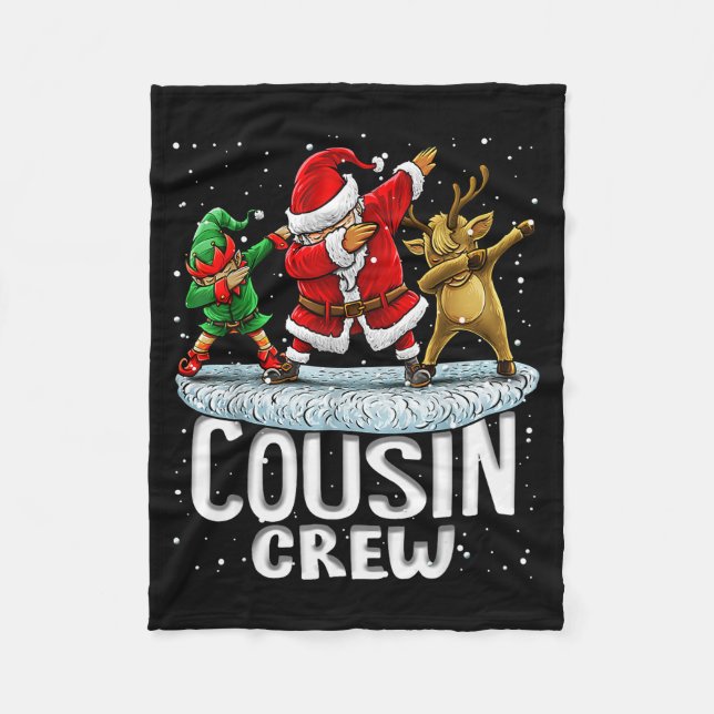 Cousin Crew Santa Elf Dabbing Matching Family Chri Fleecedecke (Vorderseite)