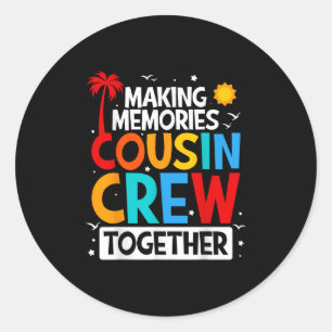 Cousin Crew Sommerurlaub Beach Familienreisen Mat Runder Aufkleber
