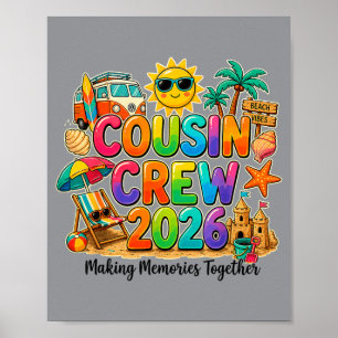 Cousin Crew Squad 2026 Sommerferien Strand Poster