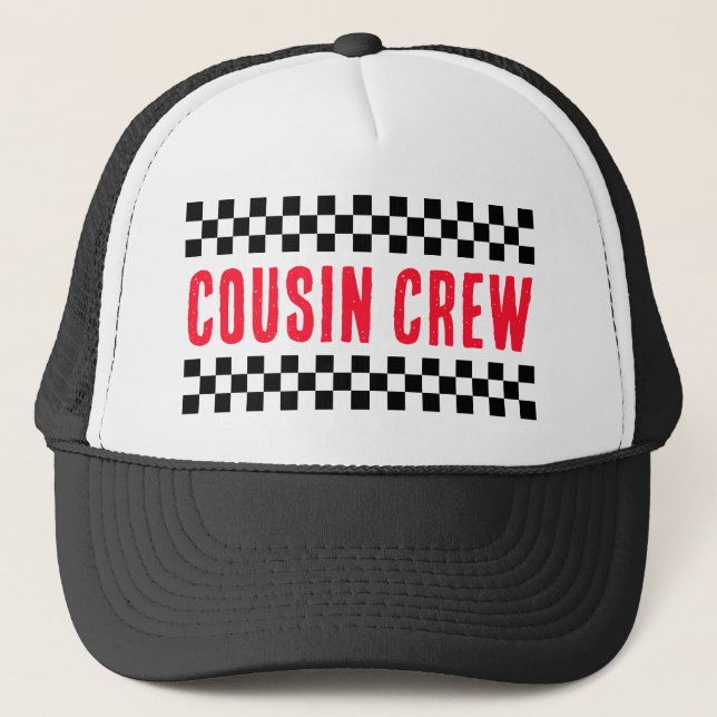 Cousin-Crew übereinstimmt mit Retro-Wiedersehen Truckerkappe (Vorderseite)