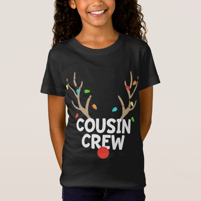 Cousin Crew Weihnachten Pajama Reindeer Lights Mat T-Shirt (Vorderseite)