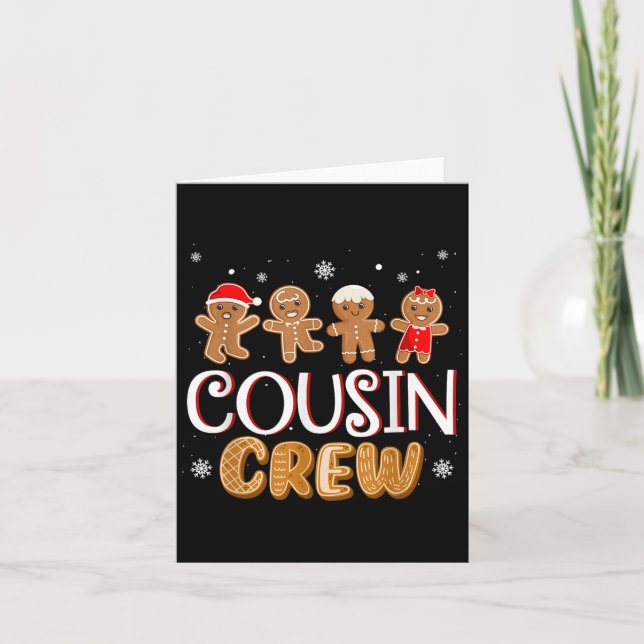 Cousin Crew Weihnachten Pajama Xmas Funny Gingerbr Karte (Vorderseite)