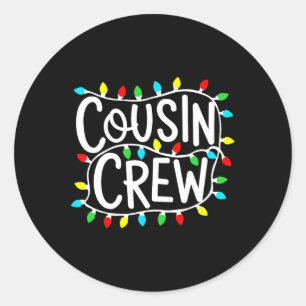 Cousin Crew Weihnachts Weihnachtslichter Familie M Runder Aufkleber