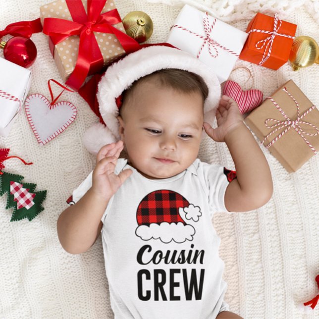 Cousin Crew Weihnachtsfeiertag Buffalo Kariert Baby Strampler (Cousin Crew Christmas Holiday Buffalo Plaid Baby Bodysuit)
