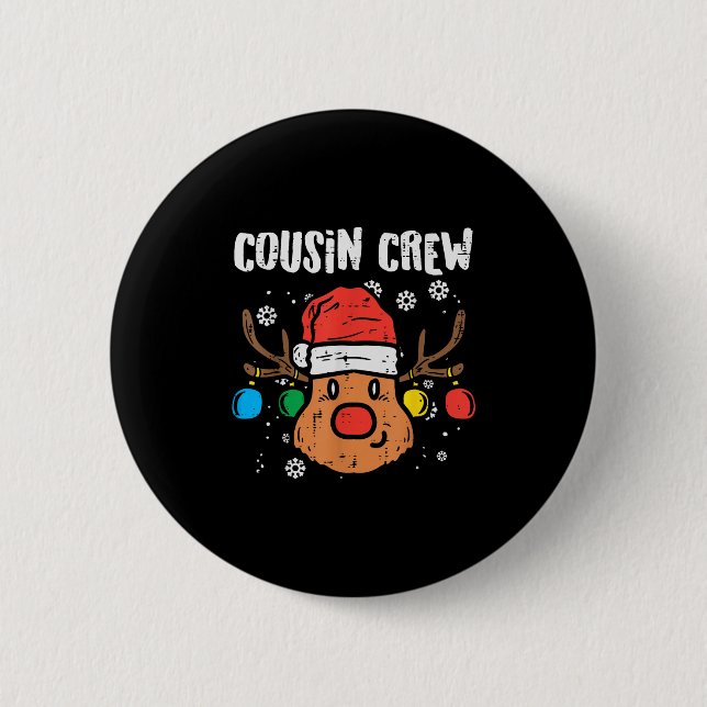 Cousin Crew Xmas Pjs Matching Christmas Pajamas Fo Button (Vorderseite)