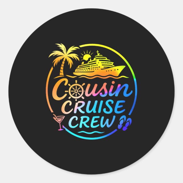 Cousin Cruise Crew Trocal Summer Vacation Matching Runder Aufkleber (Vorderseite)