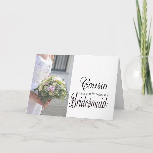 Cousin danken Ihnen für Sein meine Brautjungfer Dankeskarte (Vorderseite)