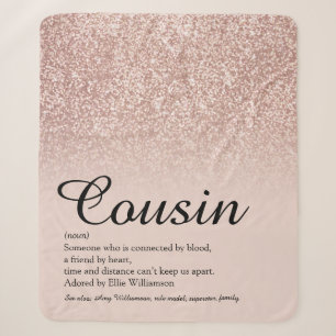 Cousin Definition Schrift Rosa Gold Glitter Sherpadecke