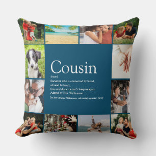 Cousin-Definitions-Spruch-Fotocollage groß Kissen