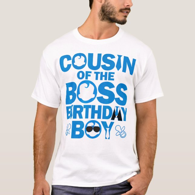 Cousin des Boss Birthday Boy Baby Family Party T-Shirt (Vorderseite)