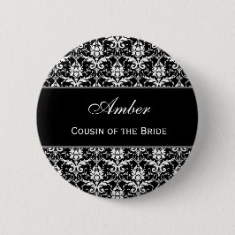 Cousin des Braut-Schwarz-weißen Damastes V10 Button