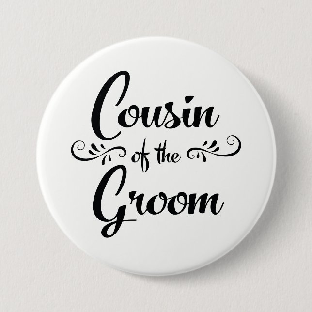 Cousin des Bräutigam-Hochzeits-Proben-Abendessens Button (Vorderseite)