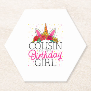 Cousin des Geburtstags-Girl Unicorn Geburtstag T-S Untersetzer
