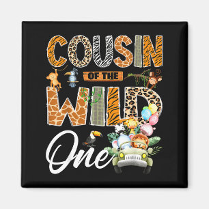 Cousin des Wilden zum 1. Geburtstag Safari-Junge Magnet