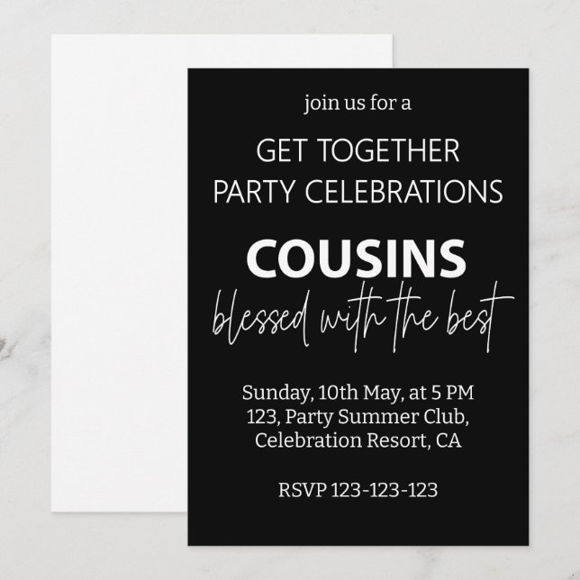 Cousin, die mit dem besten Wiedersehen-Party der F Einladung (Vorne/Hinten)