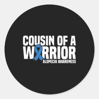 Cousin eines Kriegers Blaues Band Alopecia-Bewusst Runder Aufkleber