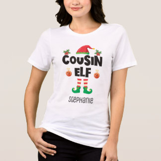 Cousin elf Familie passend Weihnachtskleidung Name Tri-Blend Shirt