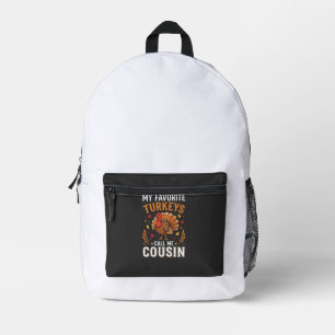 Cousin Erntedankfest Truthahn Familie Bedruckter Rucksack