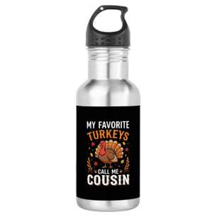 Cousin Erntedankfest Truthahn Familie Edelstahlflasche