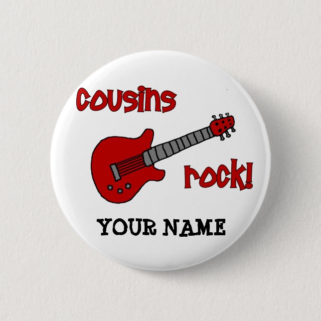 Cousin-Felsen! mit roter Gitarre Button (Vorderseite)