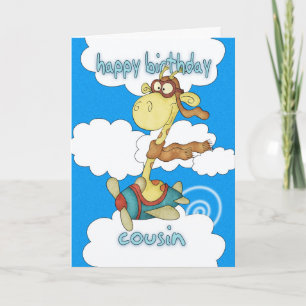 Cousin-Flugzeug / Flugzeug-Giraffe Geburtskarte Karte