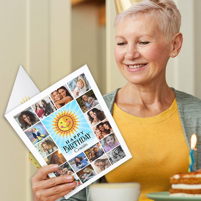 Cousin Foto Collage Big Birthday Card Dankeskarte (Von Creator hochgeladen)