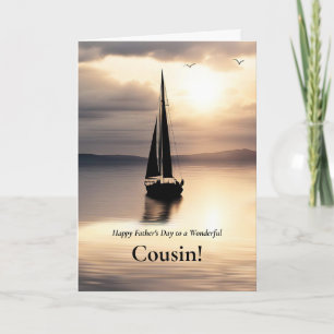 Cousin Frohen Vatertag mit Segelboot Karte