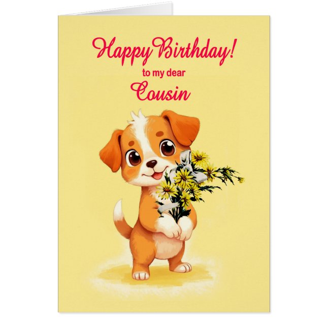 Cousin Geburtstag Welpe und Blume (Vorne)