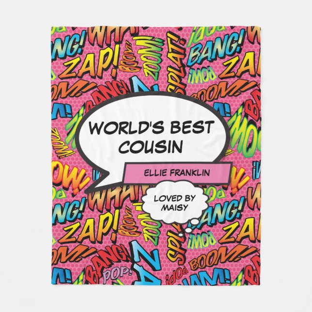Cousin Girly Pink Spaß Cooles Comic Typografisch Fleecedecke (Vorderseite)