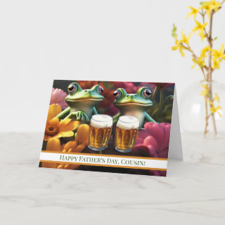 Cousin Happy Fathers Day with Funny Frogs Karte