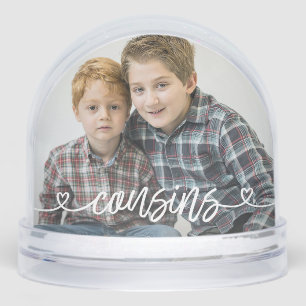 Cousin Liebe Herz Personalisiertes Foto Schneekugeln