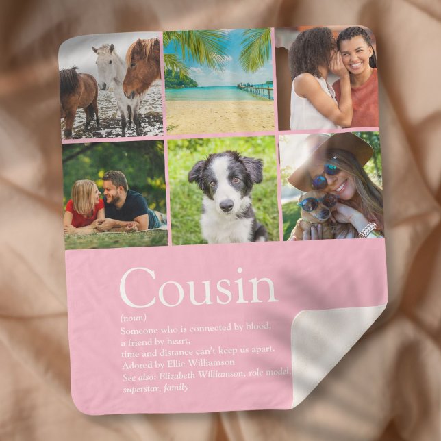 Cousin Moderne Girly Pink Fotosammlung Spaß Sherpadecke (Cousin Modern Girly Pink Photo Collage Fun Sherpa Blanket)