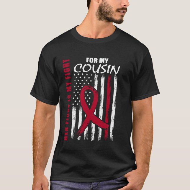 Cousin Multiple Myeloma Awareness American Flag T-Shirt (Vorderseite)