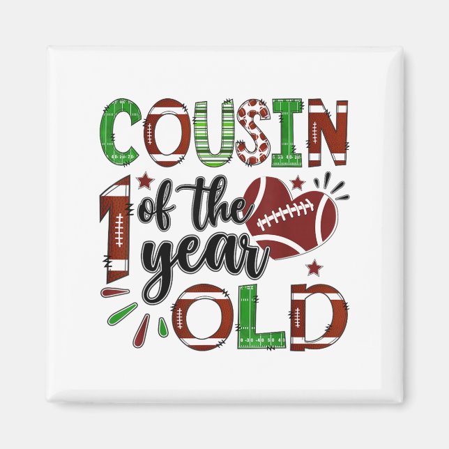 Cousin Of The 1 Year Old Football 1st Birthday Boy Magnet (Vorne)