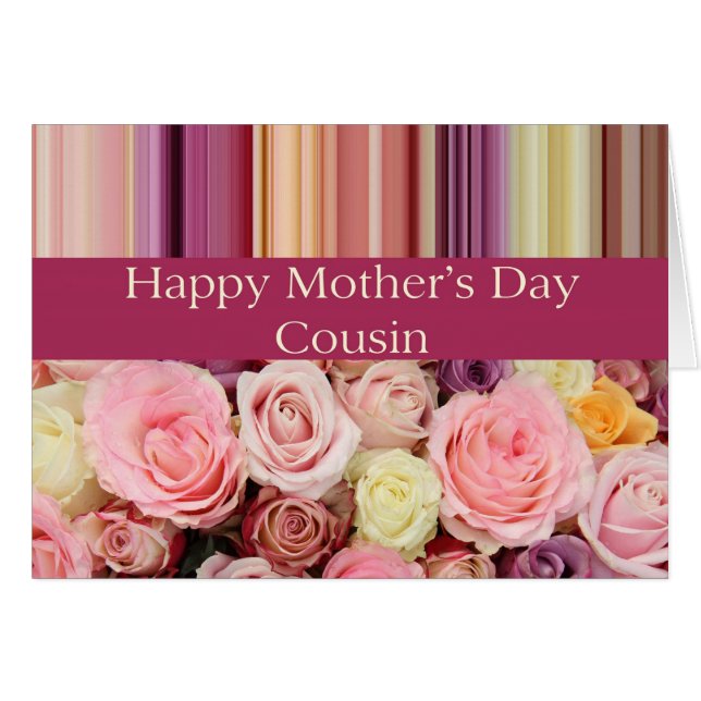 Cousin Pastel Rose & Streifen Muttertag (Vorderseite (Horizontal))