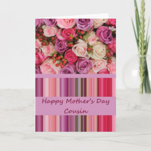 Cousin Pastel Rose & Streifen Muttertag Karte