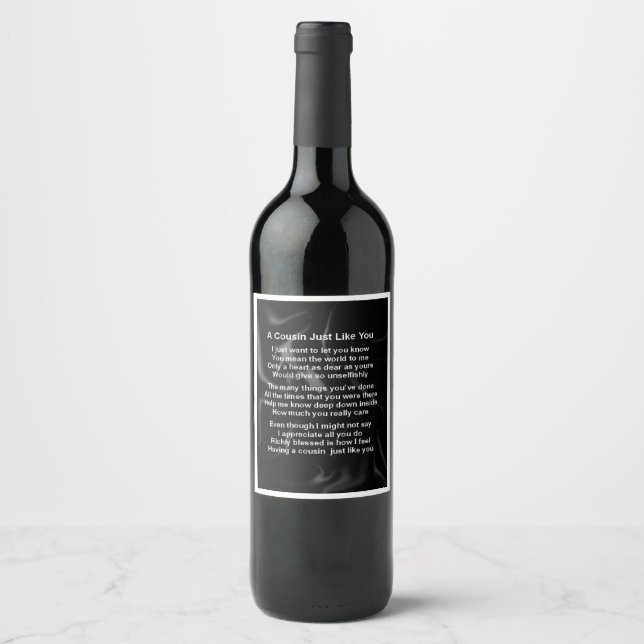 Cousin Poem Étiquette bouteille de vin - Design no (Devant)