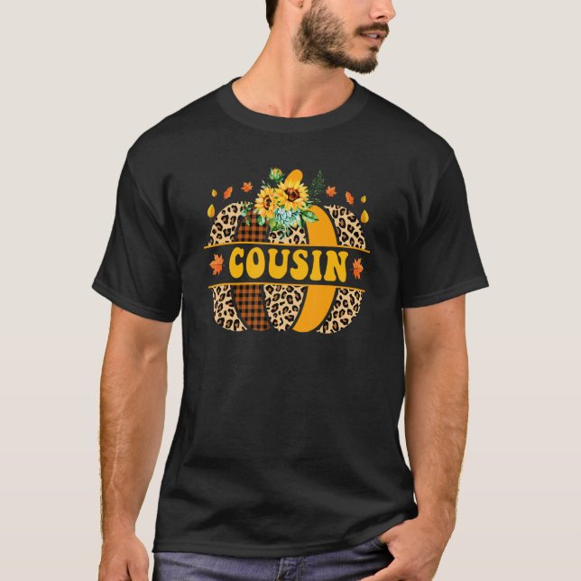 Cousin Pumpkin Leopard Sonnenblumen Herbst Thanksg T-Shirt (Vorderseite)
