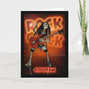 Cousin Rock Chick Birthday Card Moonies rag doll o Karte